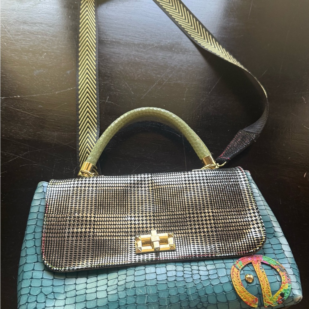 Satchel or Crossbody genuine leather made in Italy Bag with Gold Hardware.